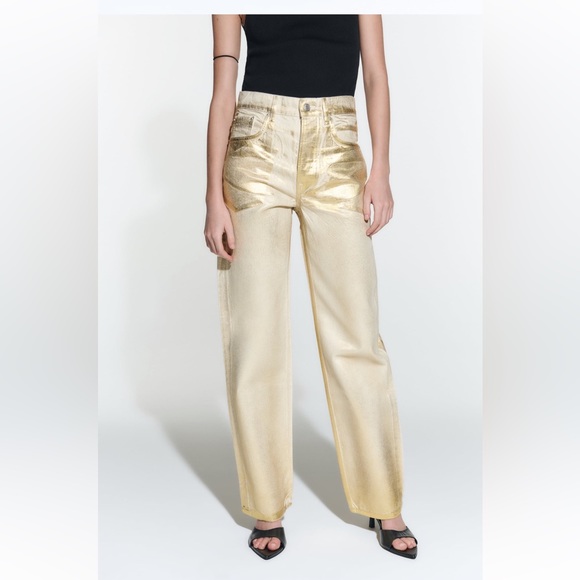 LIMITED EDITION ZARA GOLD JEANS - Picture 2 of 7